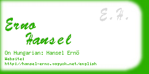 erno hansel business card